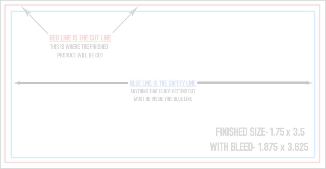 Business Cards 1.75" x 3.5" Horizontal trim, safety and fold template guide