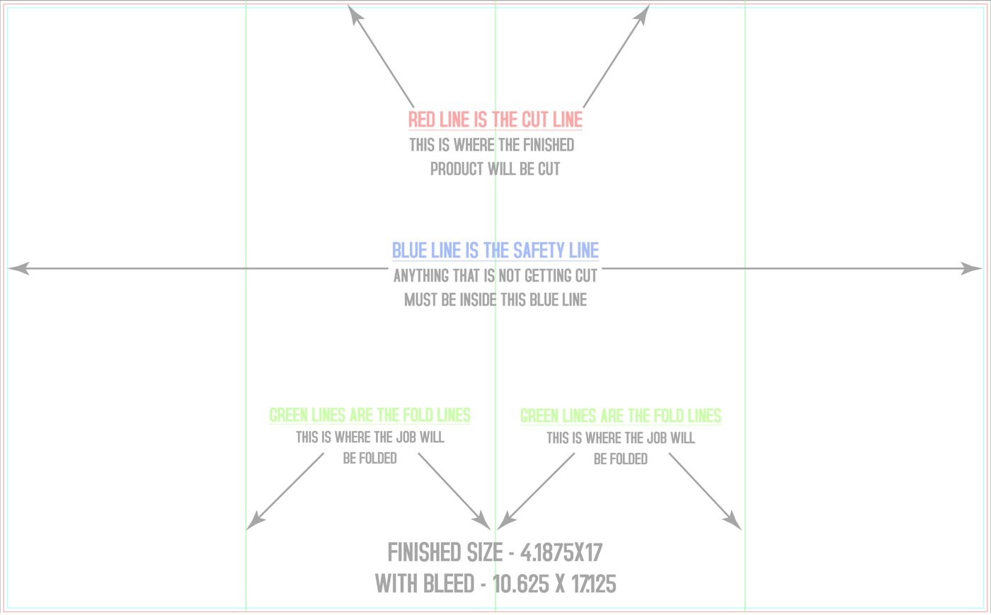 Flyers & Brochures 10.5" x 17" Double Gate Fold trim, safety and fold template guide