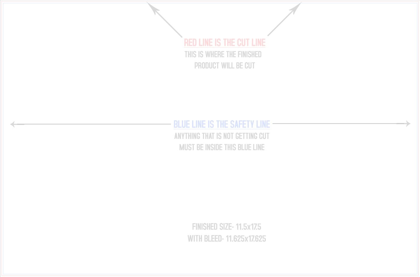 Flyers & Brochures 11.5" x 17.5" Horizontal trim, safety and fold template guide