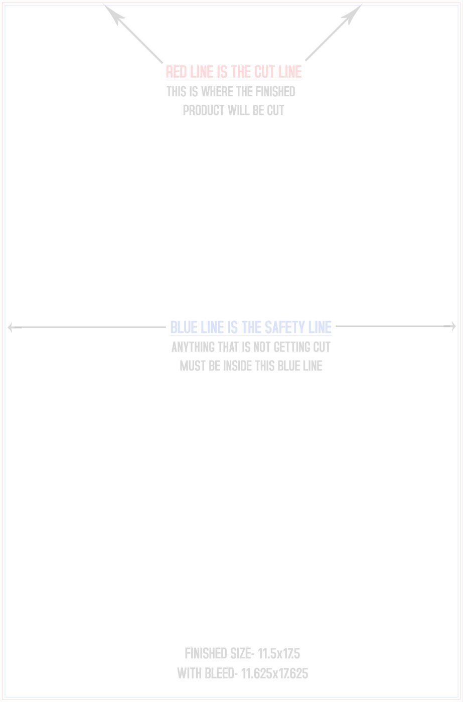 Flyers & Brochures 11.5" x 17.5" Vertical trim, safety and fold template guide