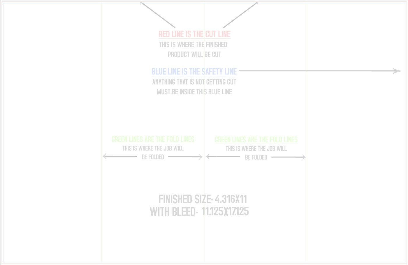 Flyers & Brochures 11" x 17" Double Gate Fold trim, safety and fold template guide