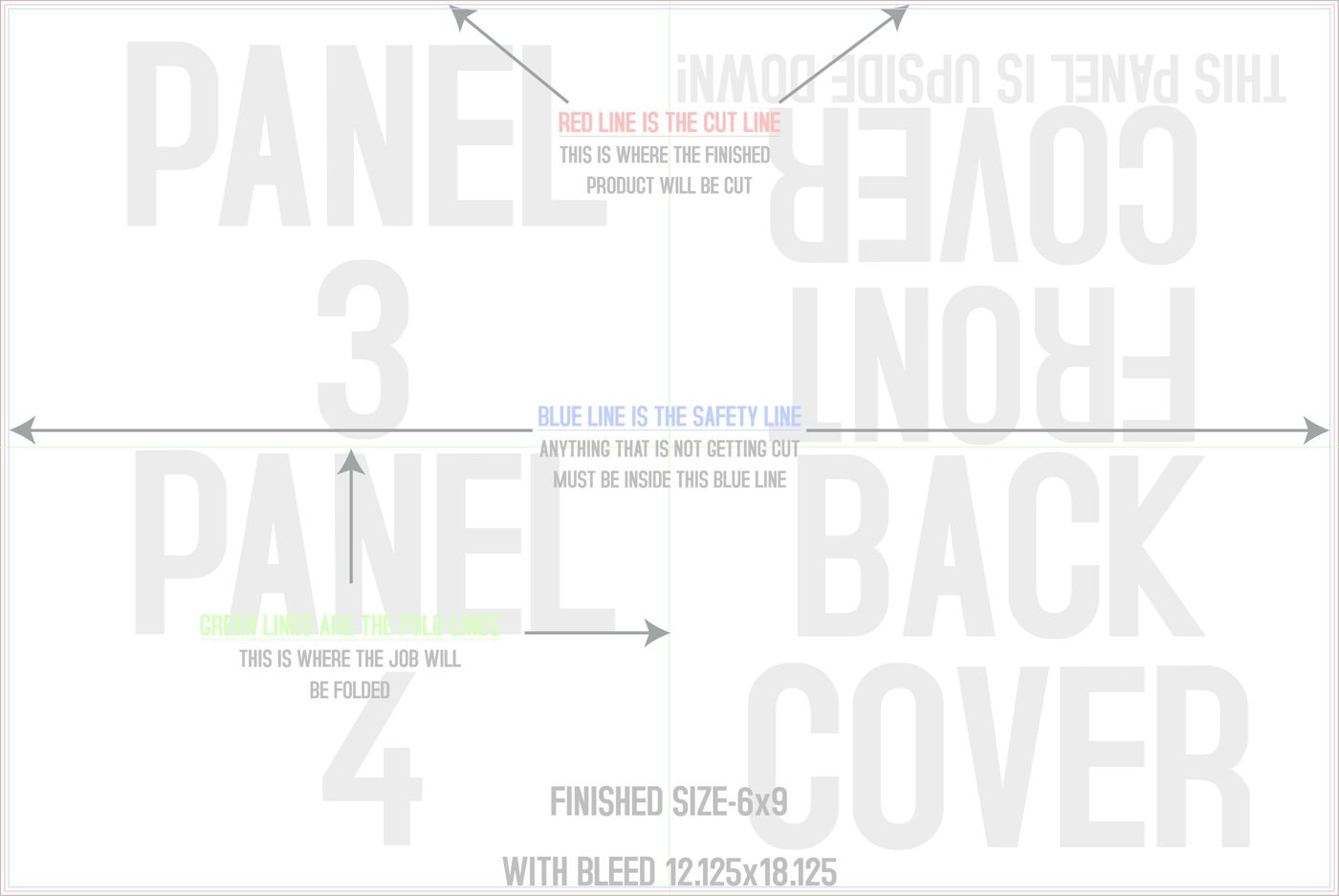 Flyers & Brochures 12" x 18" French Fold Front/Outside trim, safety and fold template guide