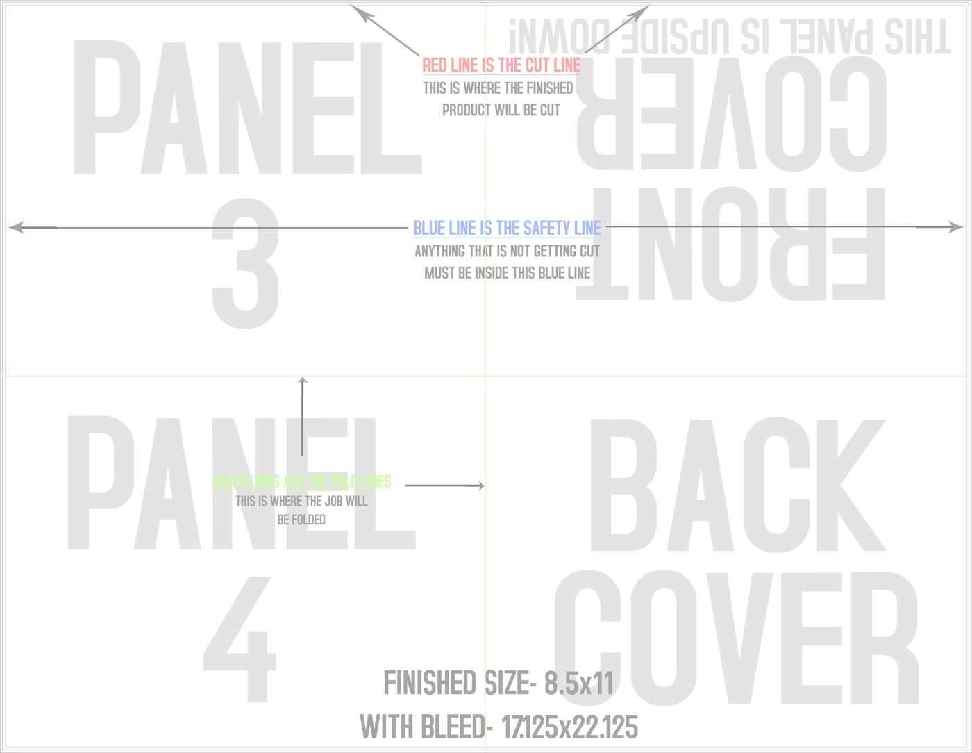 Flyers & Brochures 17" x 22" French Fold Front/Outside trim, safety and fold template guide