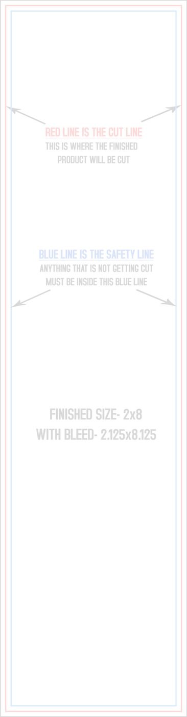 Flyers & Brochures 2" x 8" Flat (Vertical) trim, safety and fold template guide