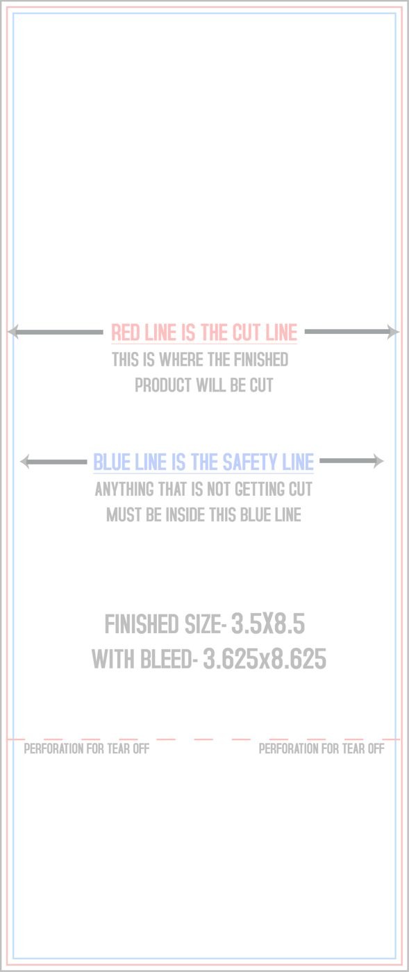 Flyers & Brochures 3.5" x 8.5" Standard trim, safety and fold template guide
