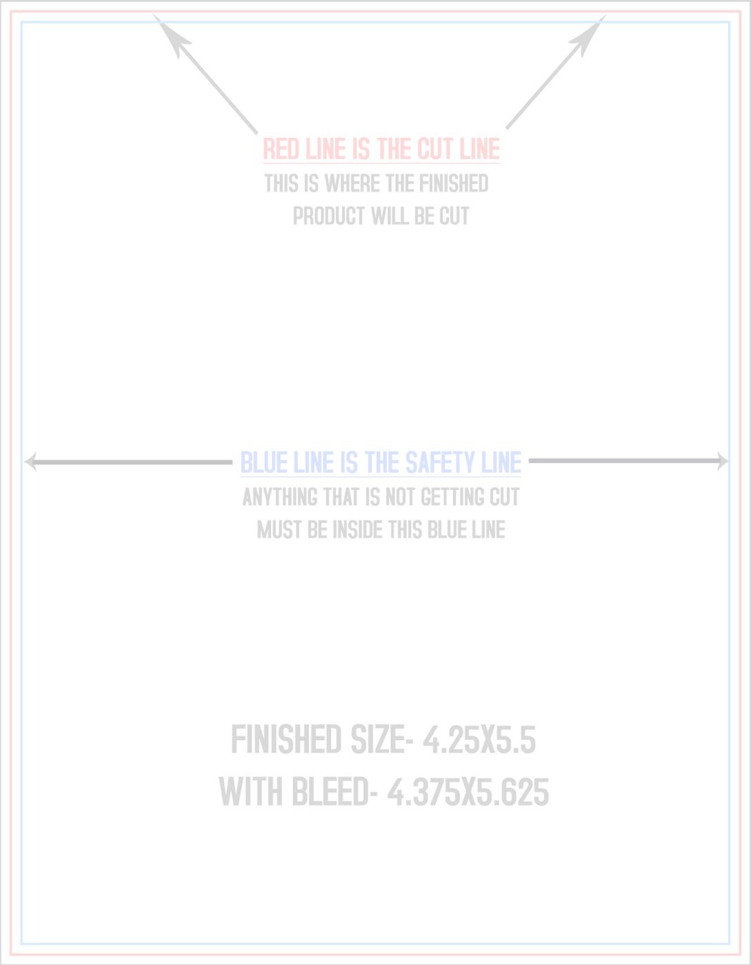 Flyers & Brochures 4.25" x 5.5" Vertical trim, safety and fold template guide
