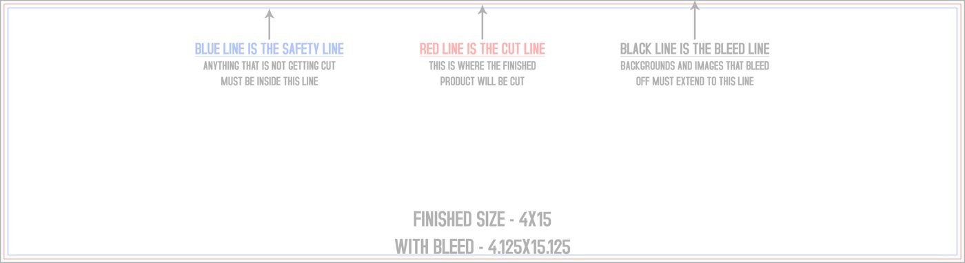 Flyers & Brochures 4" x 15" Flat (Horizontal) trim, safety and fold template guide