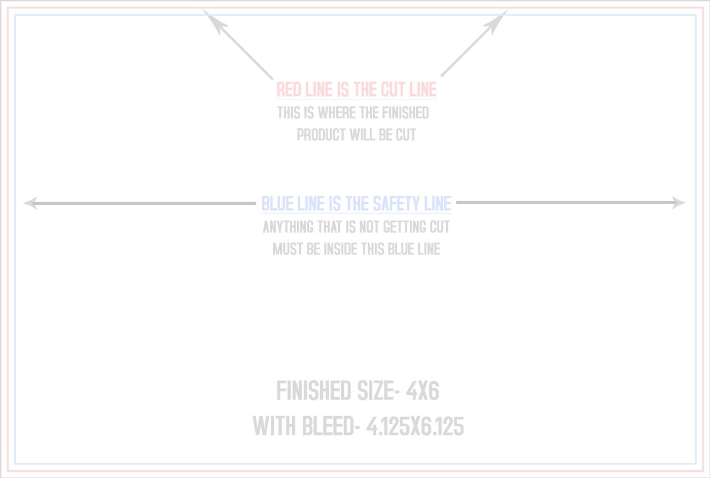 Flyers & Brochures 4" x 6" Horizontal trim, safety and fold template guide
