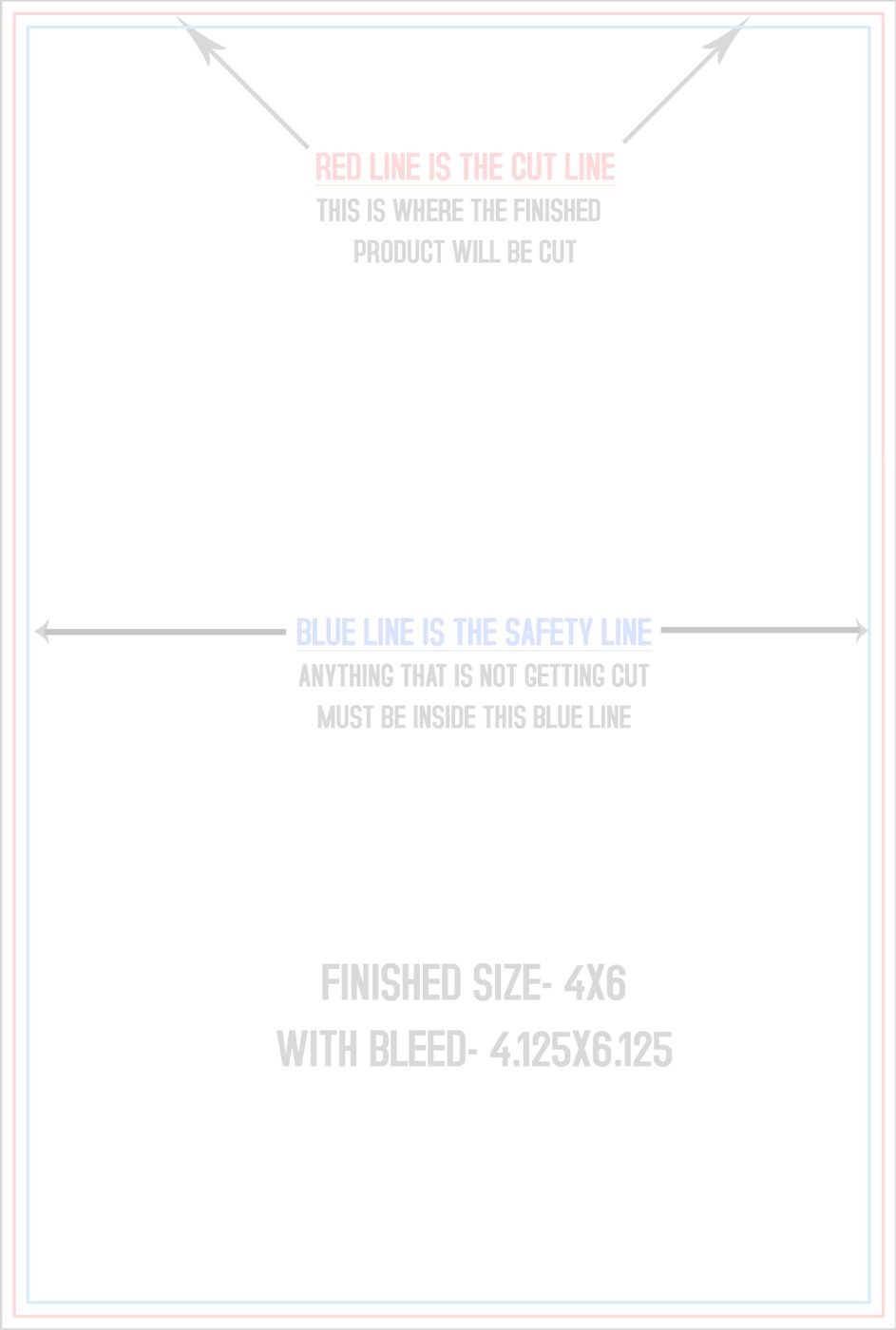 Flyers & Brochures 4" x 6" Vertical trim, safety and fold template guide