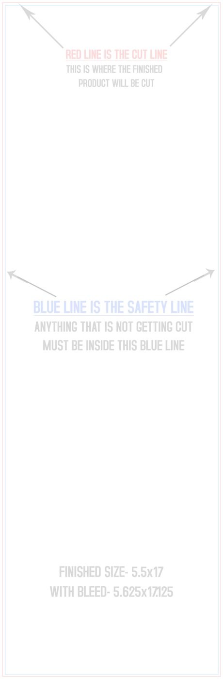 Flyers & Brochures 5.5" x 17" Flat (Vertical) trim, safety and fold template guide