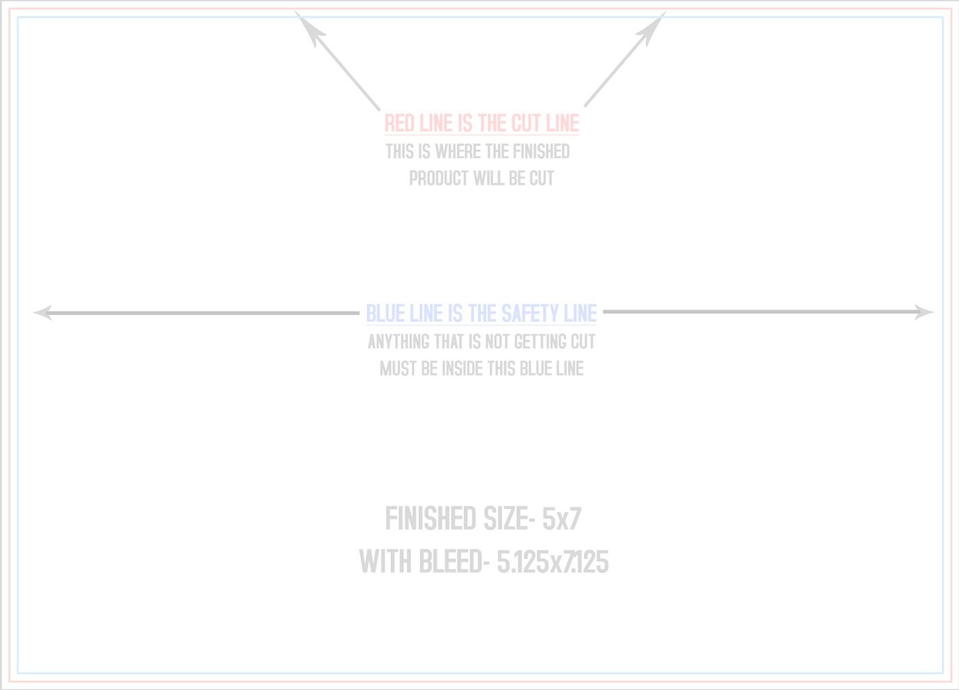 Flyers & Brochures 5" x 7" Flat (Horizontal) trim, safety and fold template guide