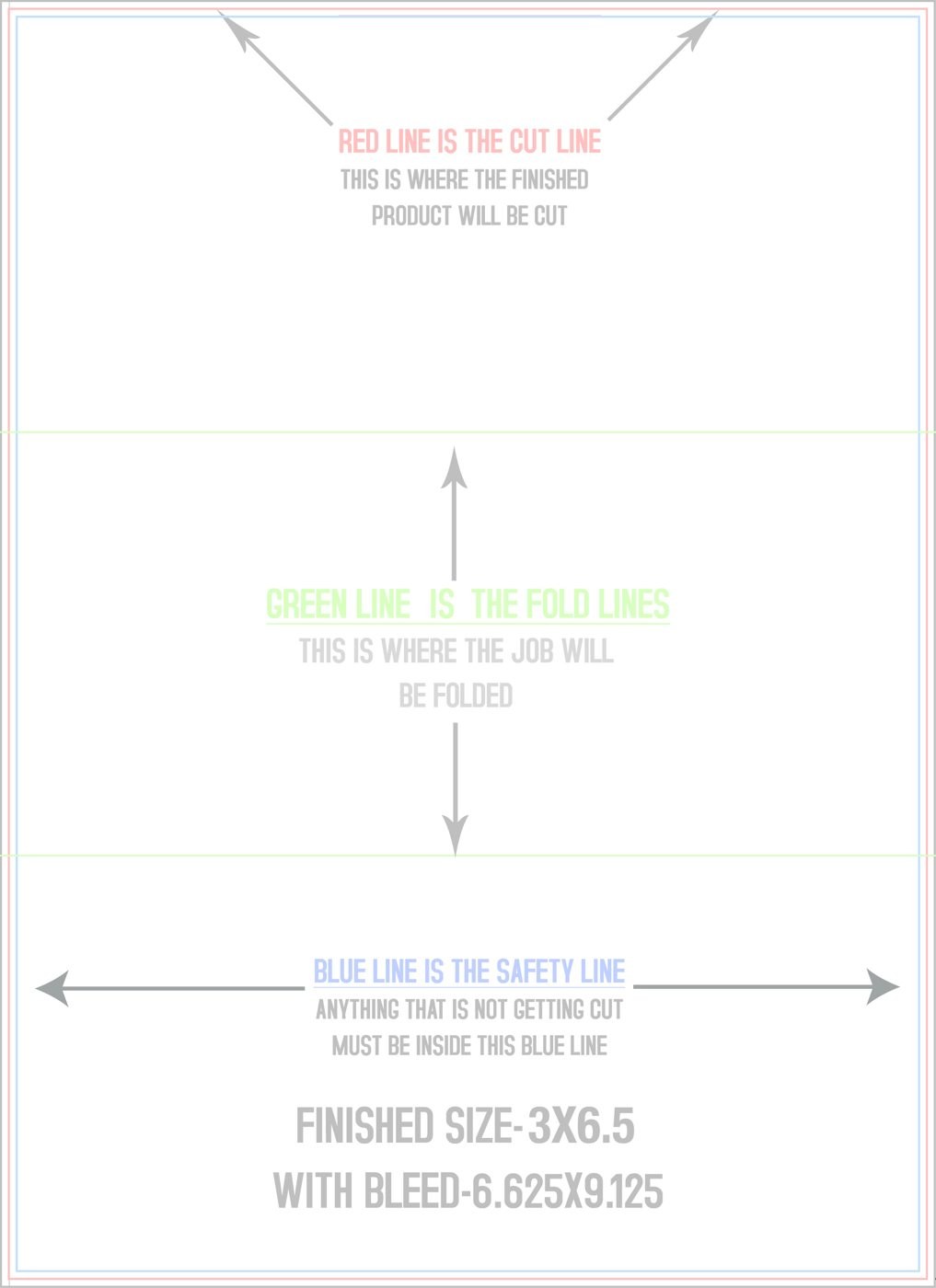 Flyers & Brochures 6.5" x 9" Z Fold (Vertical) trim, safety and fold template guide