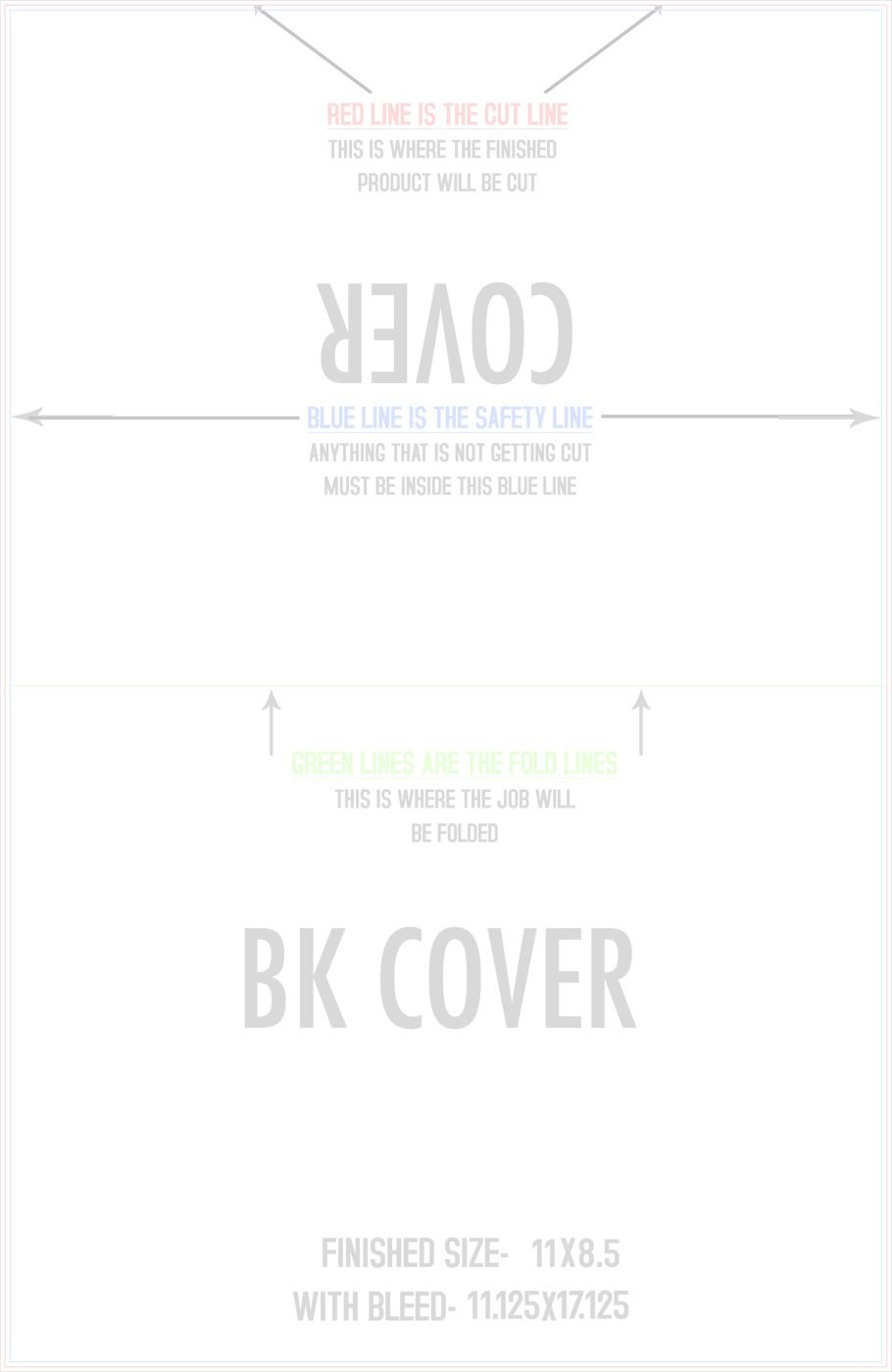 Flyers & Brochures 8.5" x 11" 4 Page (11" x 17") Front/Outside (Vertical) Landscape trim, safety and fold template guide