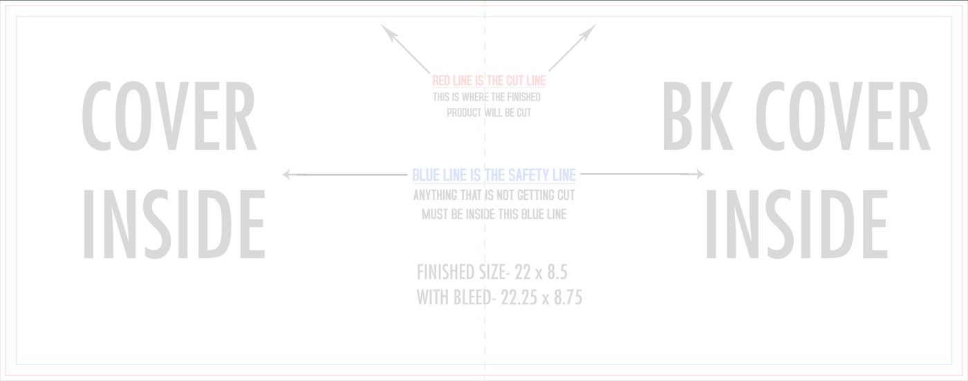 Flyers & Brochures 8.5" x 11" 4 Page (22" x 8.5") Back/Inside (Horizontal) Portrait trim, safety and fold template guide