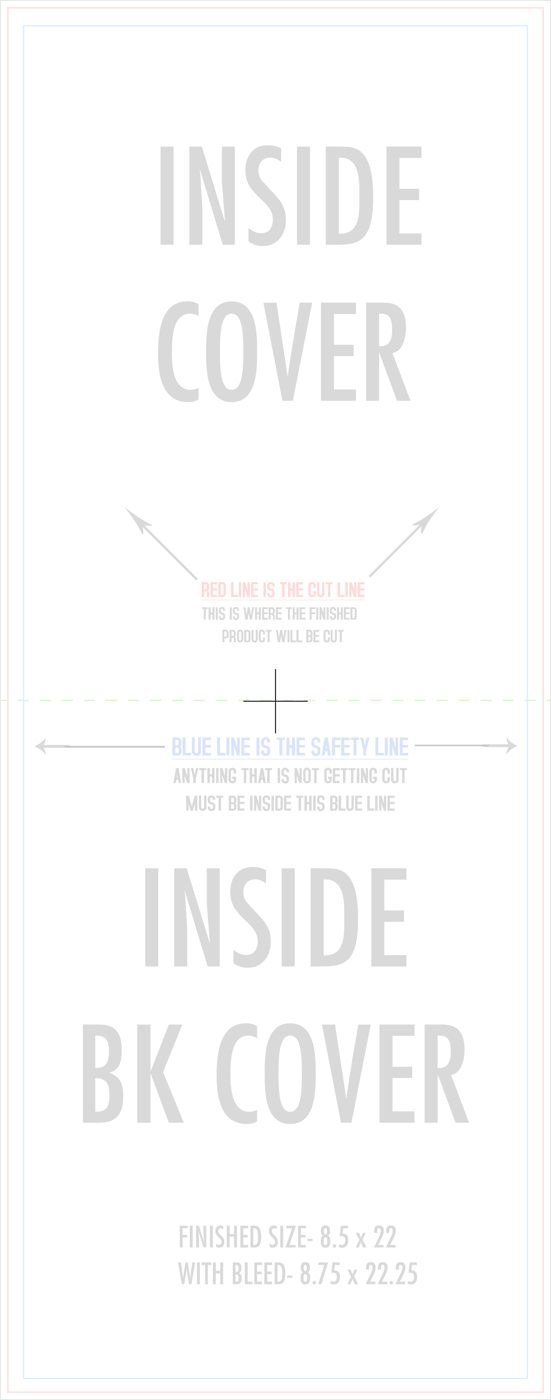 Flyers & Brochures 8.5" x 11" 4 Page (22" x 8.5") Back/Inside (Vertical) Portrait trim, safety and fold template guide