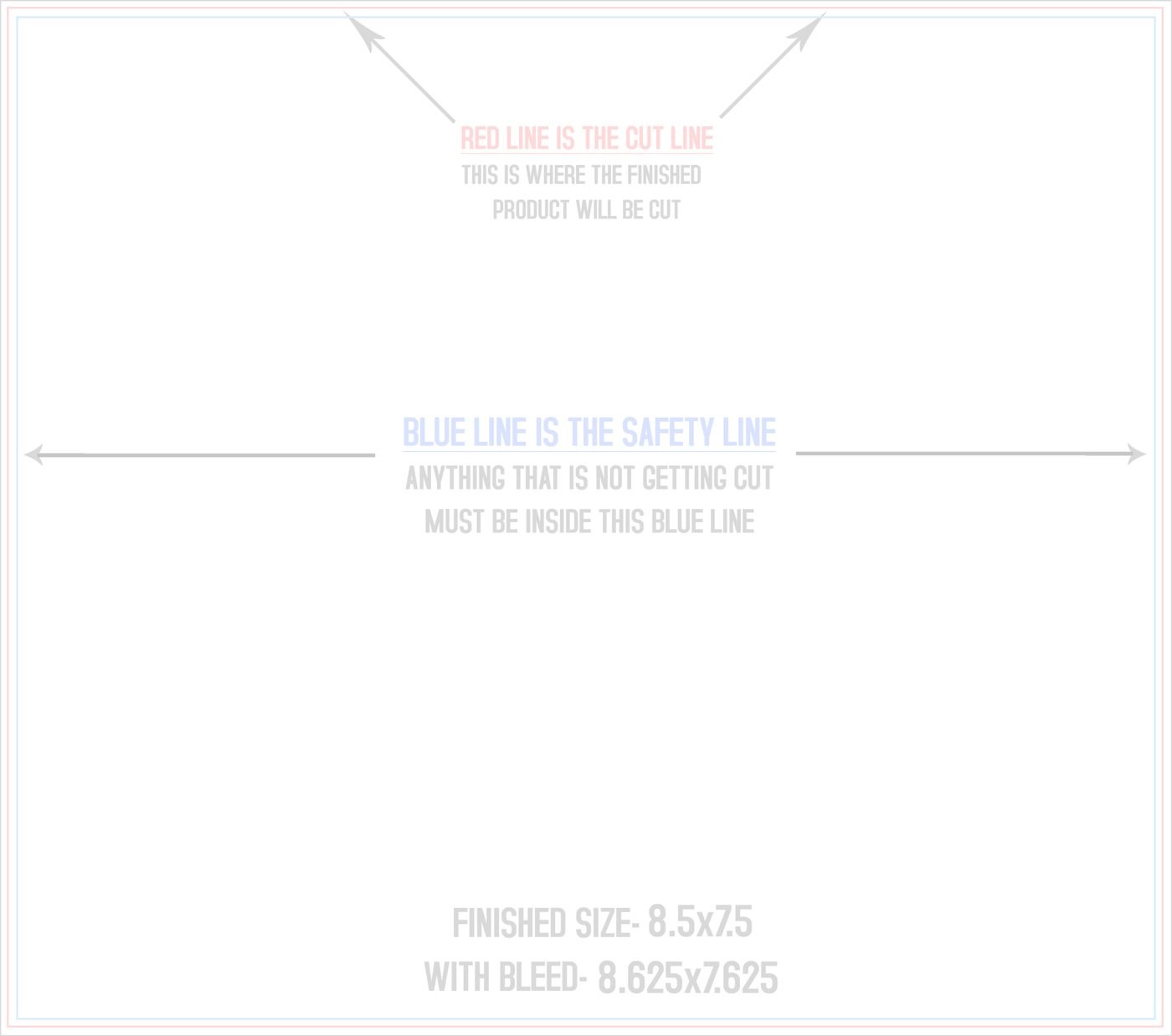 Flyers & Brochures 8.5" x 7.5" Flat (Horizontal) trim, safety and fold template guide