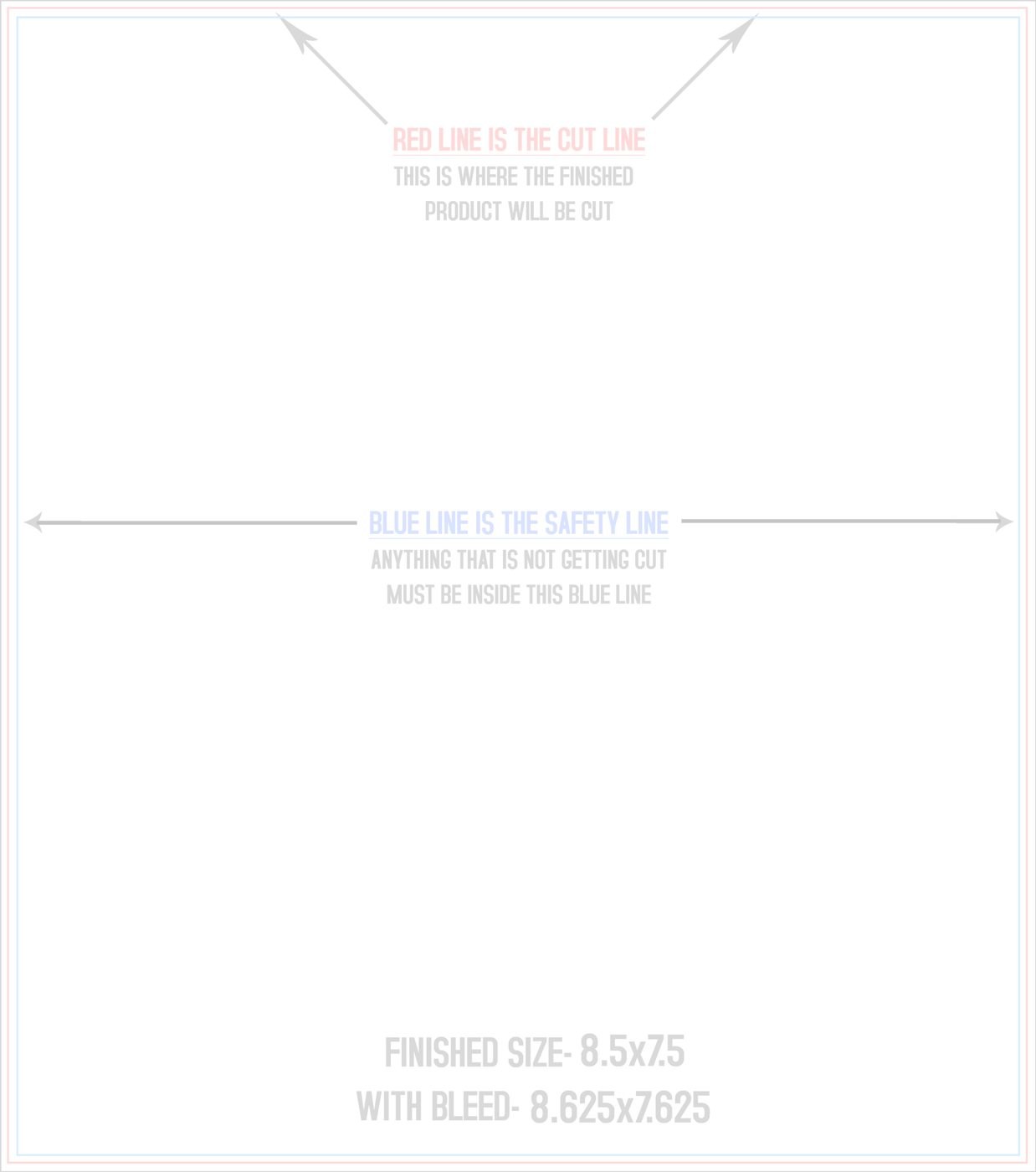 Flyers & Brochures 8.5" x 7.5" Flat (Vertical) trim, safety and fold template guide