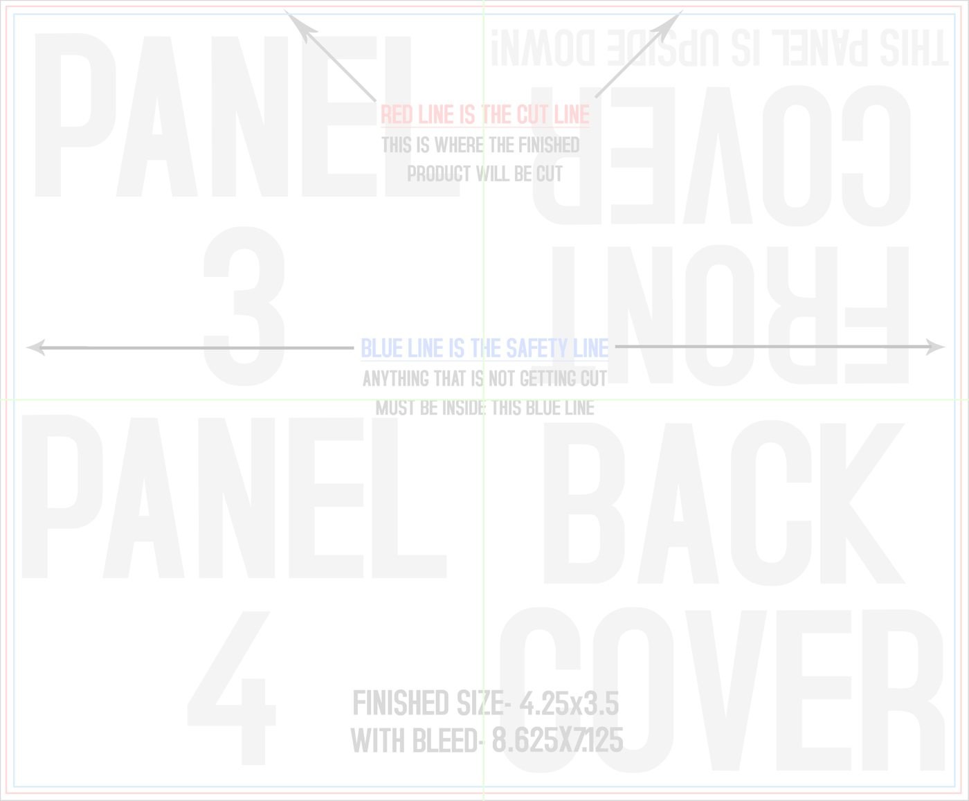Flyers & Brochures 8.5" x 7" French Fold Front/Outside trim, safety and fold template guide