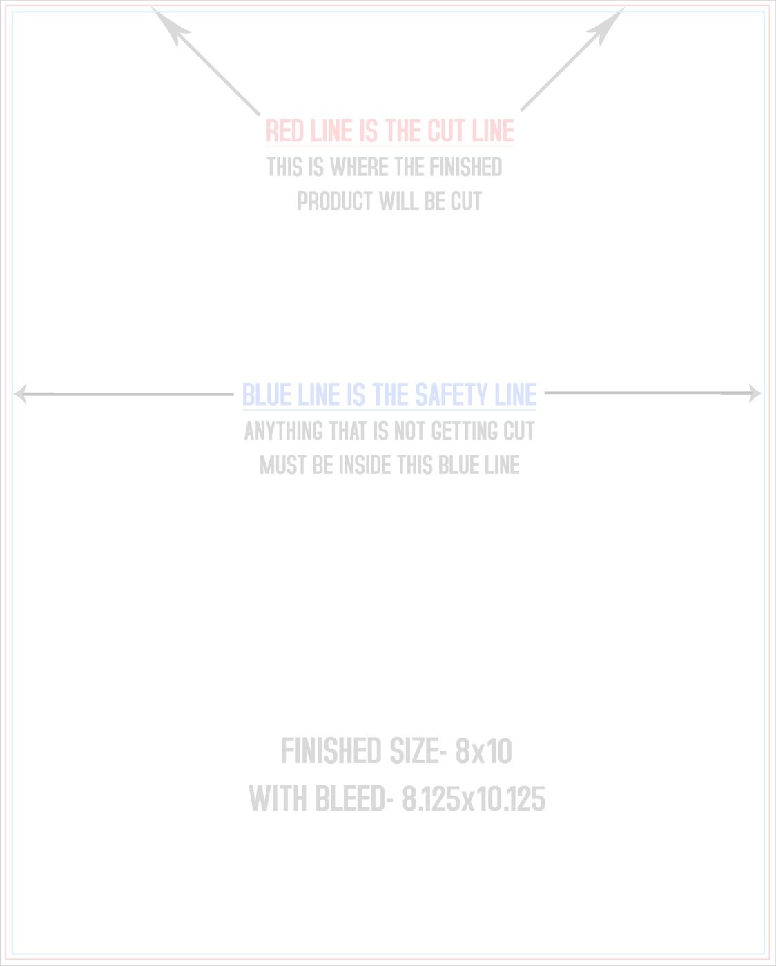 Flyers & Brochures 8" x 10" Vertical trim, safety and fold template guide