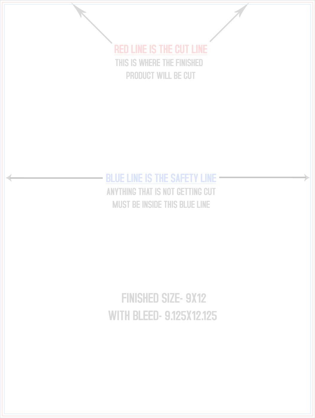 Flyers & Brochures 9" x 12" Flat (Vertical) trim, safety and fold template guide