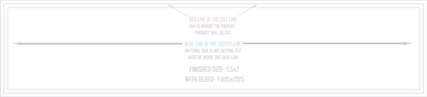 Postcards 1.5" x 7" Horizontal trim, safety and fold template guide