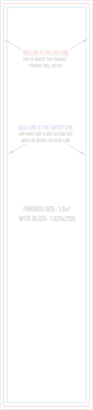 Postcards 1.5" x 7" Vertical trim, safety and fold template guide