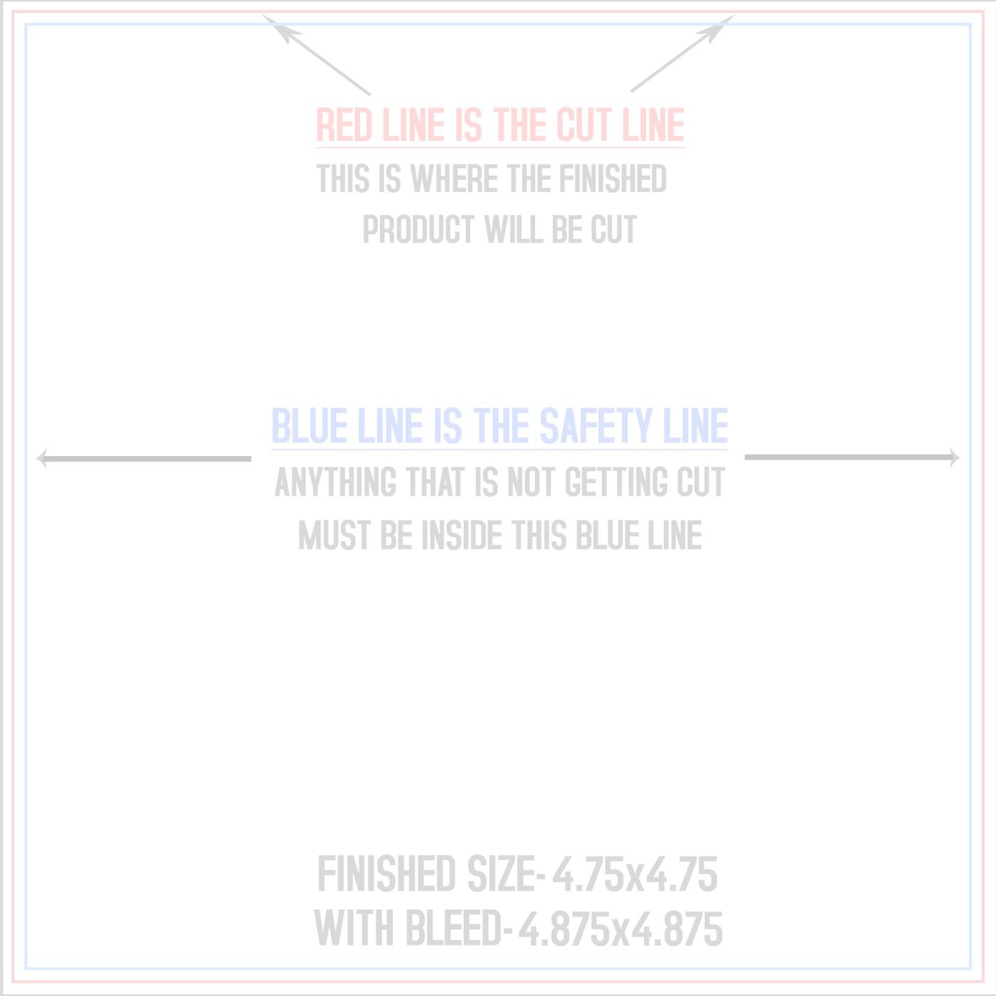 Postcards 4.75" x 4.75" Square trim, safety and fold template guide