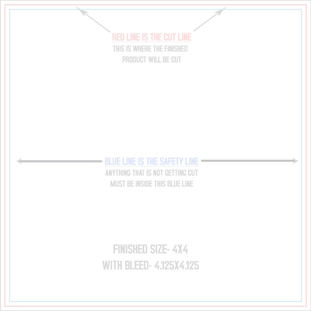Postcards 4" x 4" Square trim, safety and fold template guide