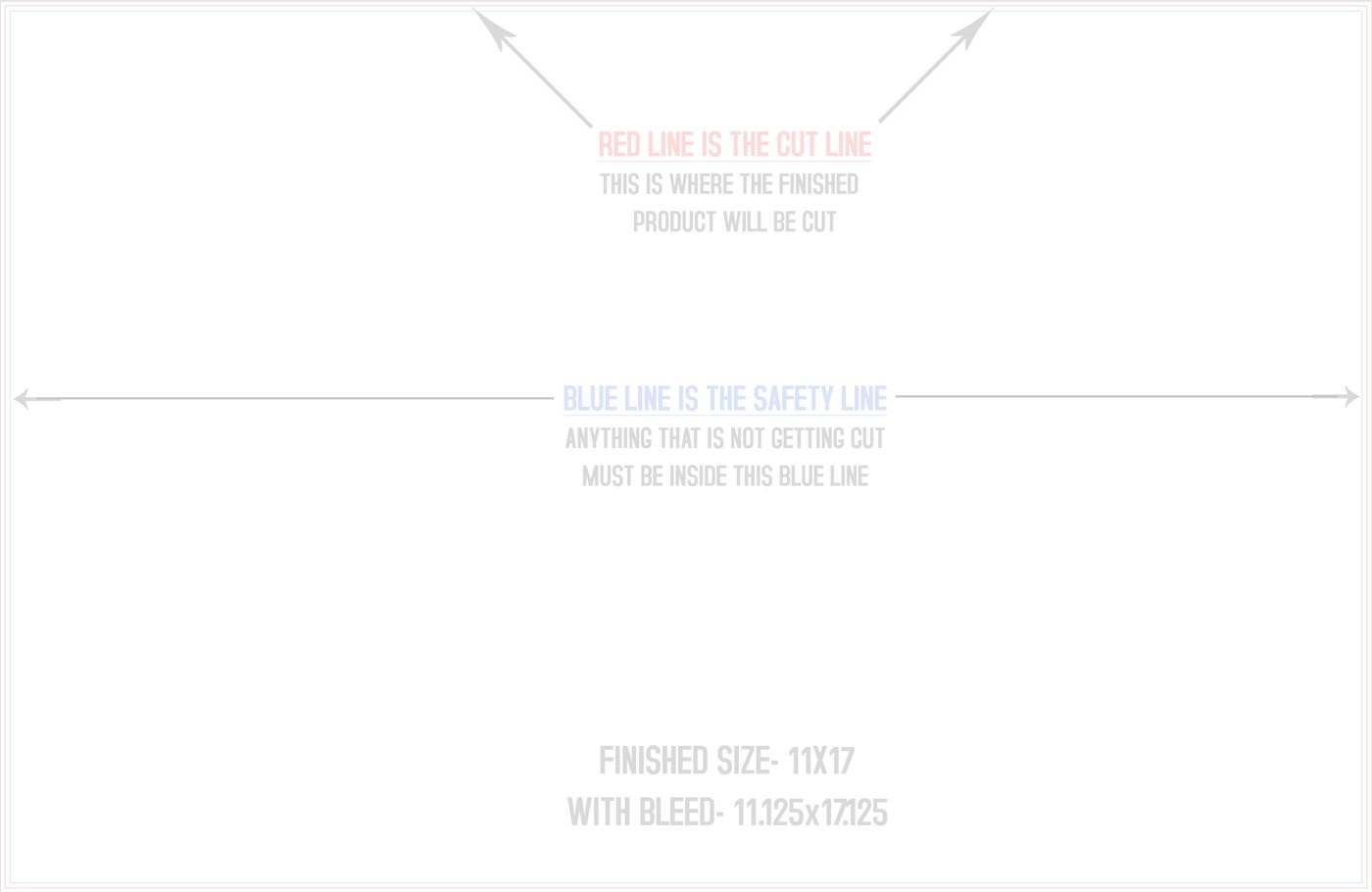 Posters 11" x 17" Horizontal trim, safety and fold template guide