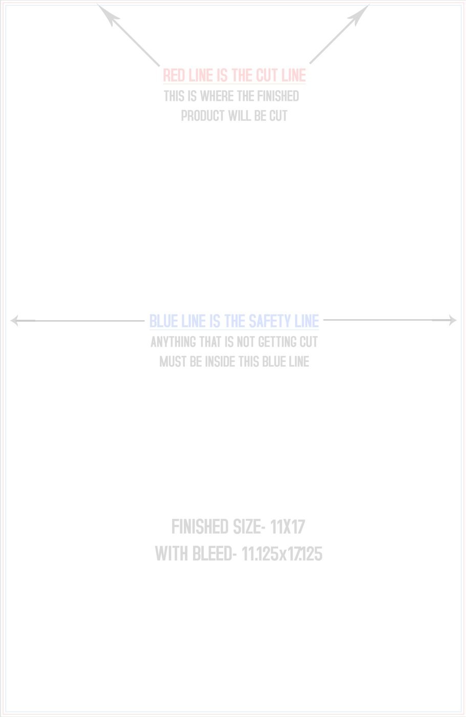Posters 11" x 17" Vertical trim, safety and fold template guide