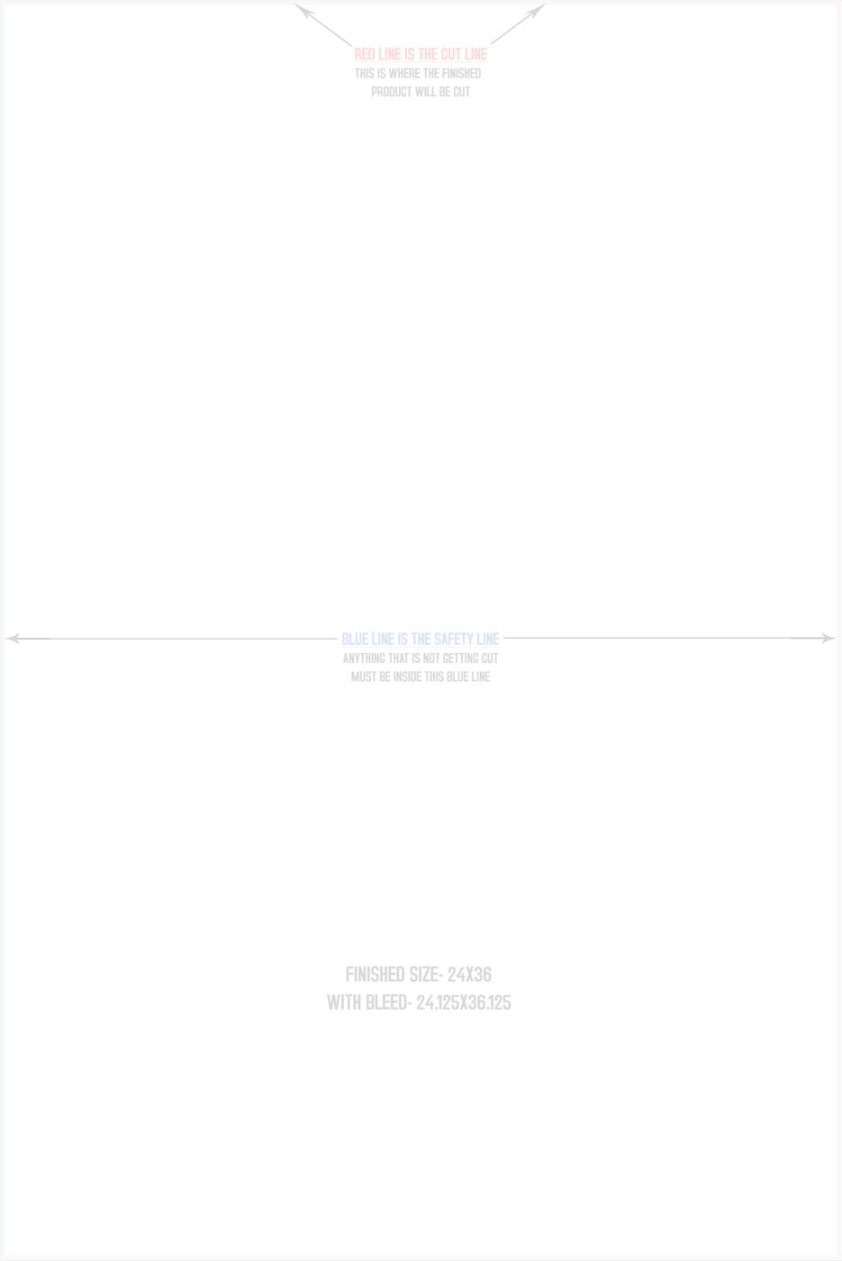 Posters 24" x 36" Vertical trim, safety and fold template guide
