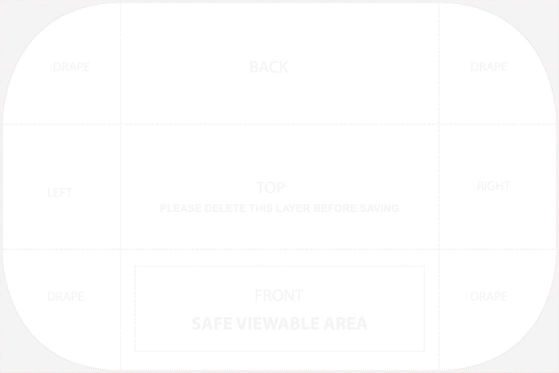 6ft Table Throw 4 sided (Closed Back) panel and safe-area layout template