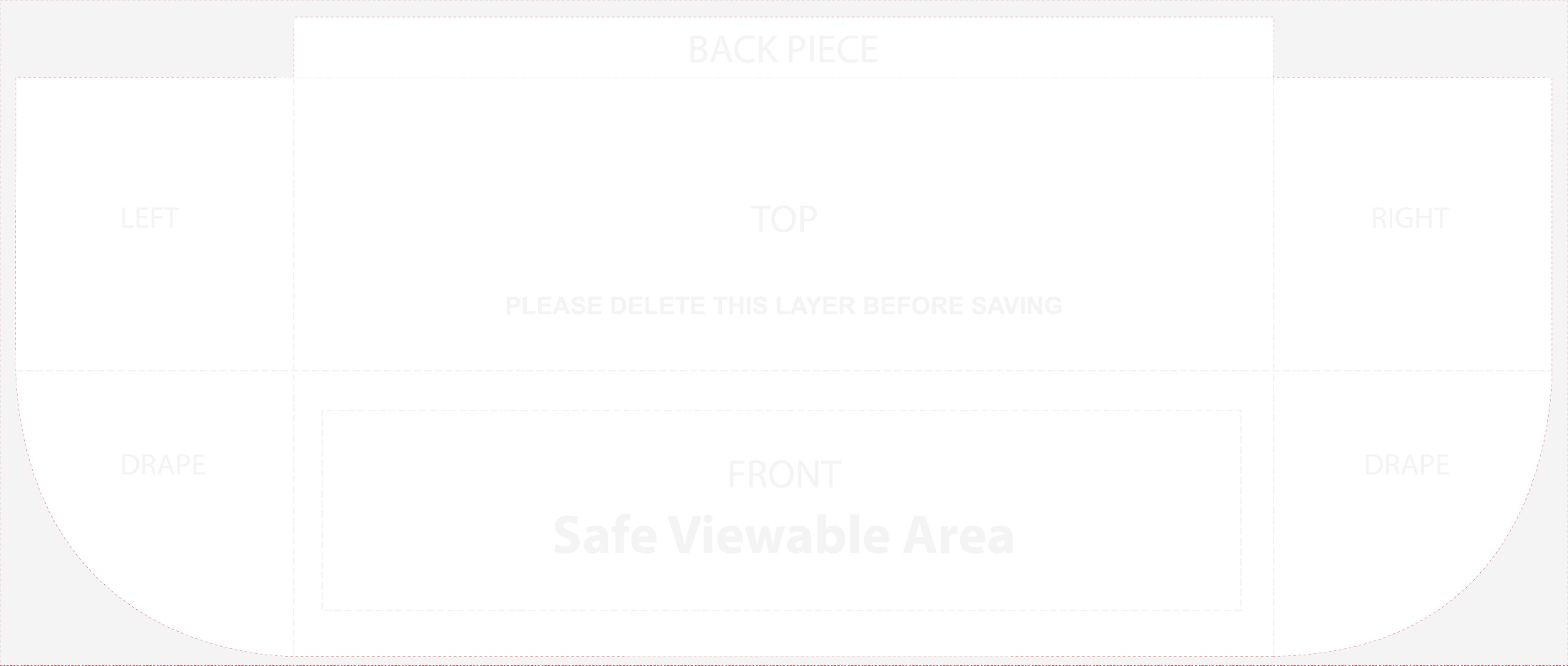 8ft Table Throw 3 sided (Open Back) panel and safe-area layout template