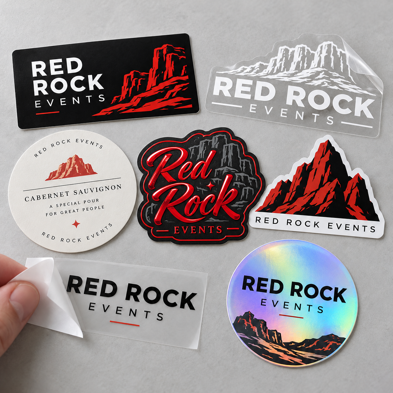 White ink and spot UV sticker samples
